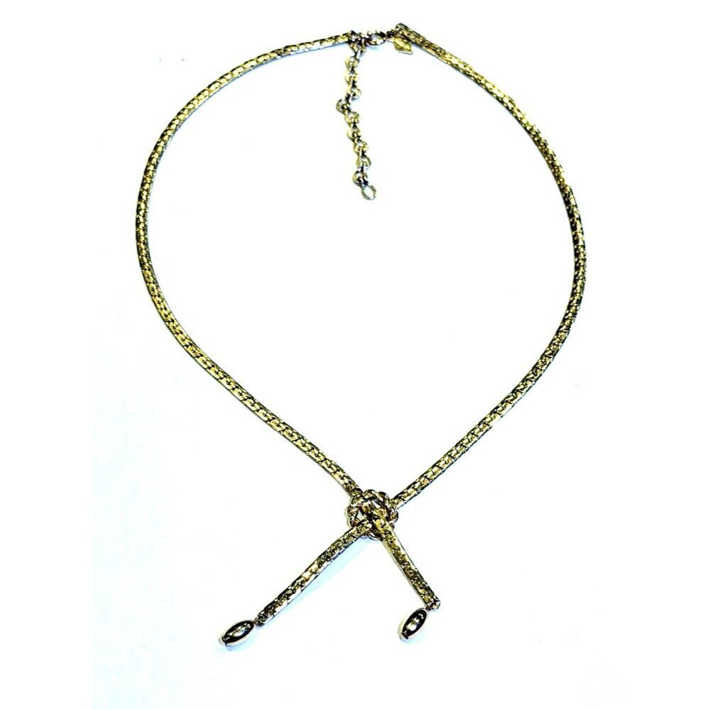 SARAH COVENTRY LARIAT STYLE FLAT CURB GOLD CHAIN LOVERS KNOT PENDANT NECKLACE EU